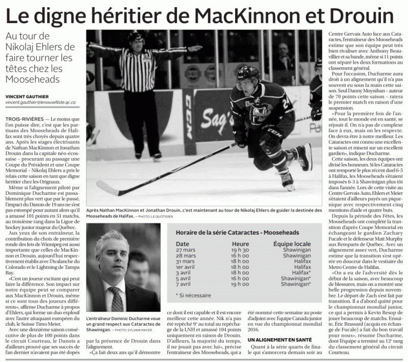 Nikolaj Ehlers, le digne héritier de MacKinnon et Drouin