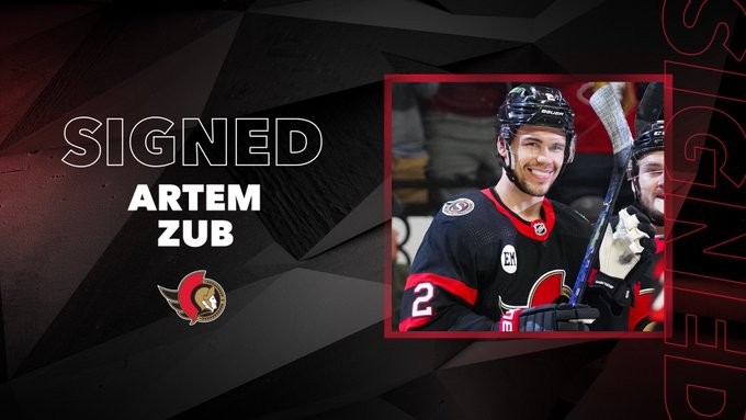 Prolongation de contrat pour Artem Zub avec les Sens