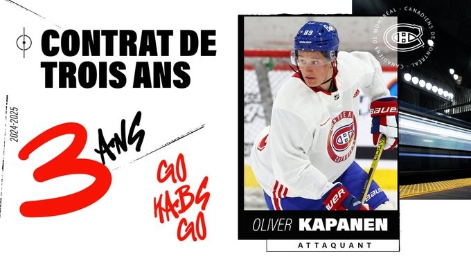 Les Canadiens signent l’attaquant Oliver Kapanen
