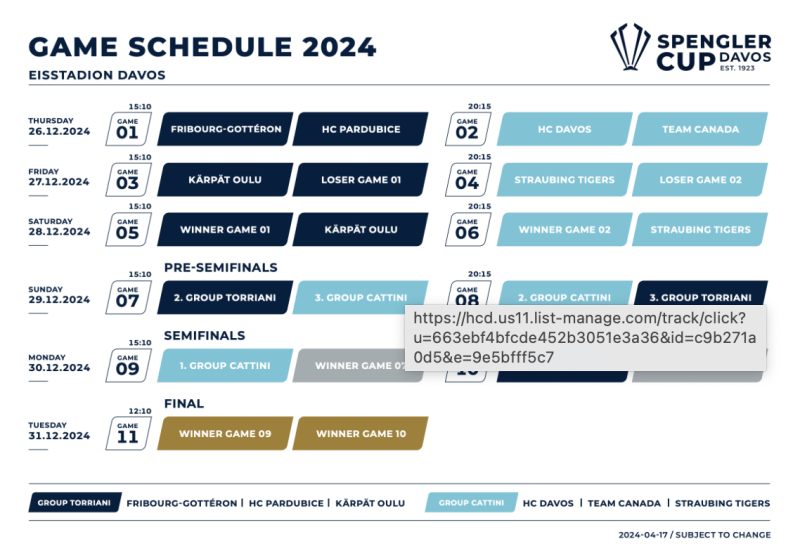 La billetterie pour la Coupe Spengler est ouverte