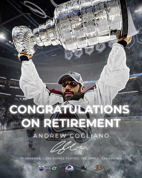 Andrew Cogliano met un terme à sa carrière, mais reste à Denver