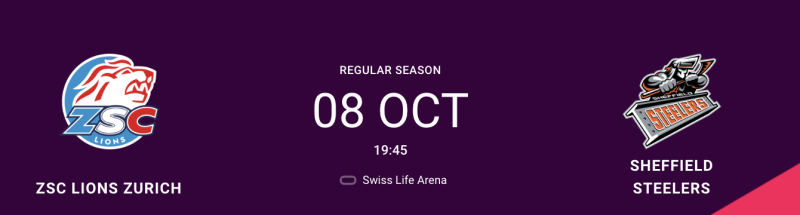 Aufstellung der Teams für das Spiel Zürich vs. Scheffield