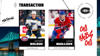 Canadiens et Blues échangent leurs espoirs : Bolduc contre Mailloux