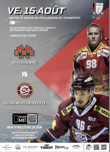 Les billets pour les matchs de gala du 100ème anniversaire du HC Champéry - Portes du Soleil  sont dispo