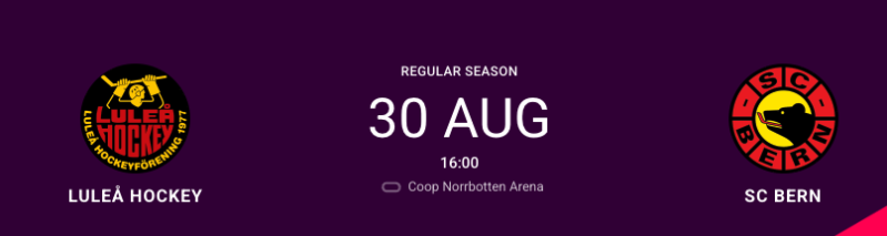 Aufstellung der Teams für das Spiel Luleå Hockey vs CP Bern