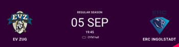 Aufstellung der Teams für das Spiel Zug vs. ERC Ingolstadt