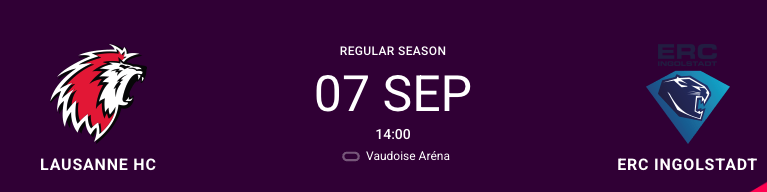 Formation des équipes pour le match Lausanne vs ERC Ingolstadt