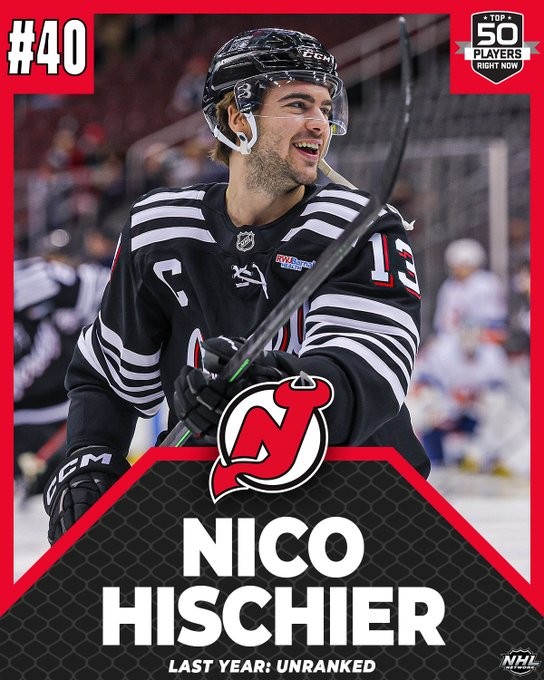 Nico Hischier et Roman Josi dans le Top 40 de NHL Network