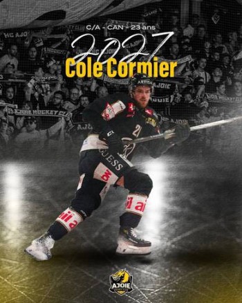 Et  Ajoie confirme l'arrivée de Cole Cormier pour deux ans