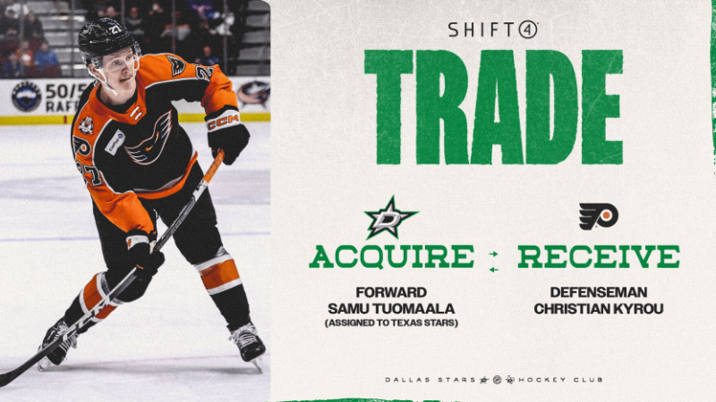 Les Dallas Stars acquièrent Samu Tuomaala en échange de Christian Kyrou