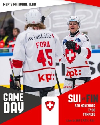 Euro Hockey Tour : les formations pour le match Suisse vs Finlande