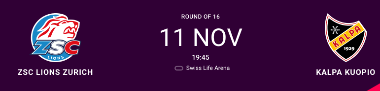 CHL : formation des équipes pour le match Zurich vs KalPa Kuopio