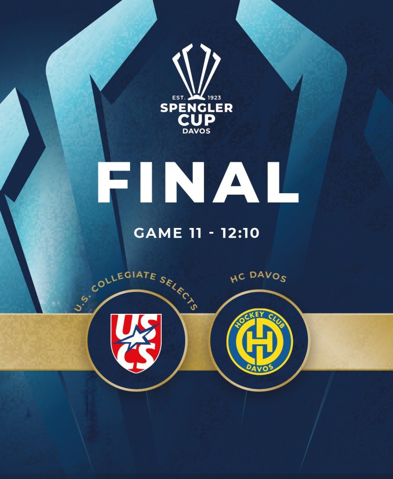 Aufstellung der Mannschaften für das Spiel U.S. Collegiate Selects vs. HC Davos