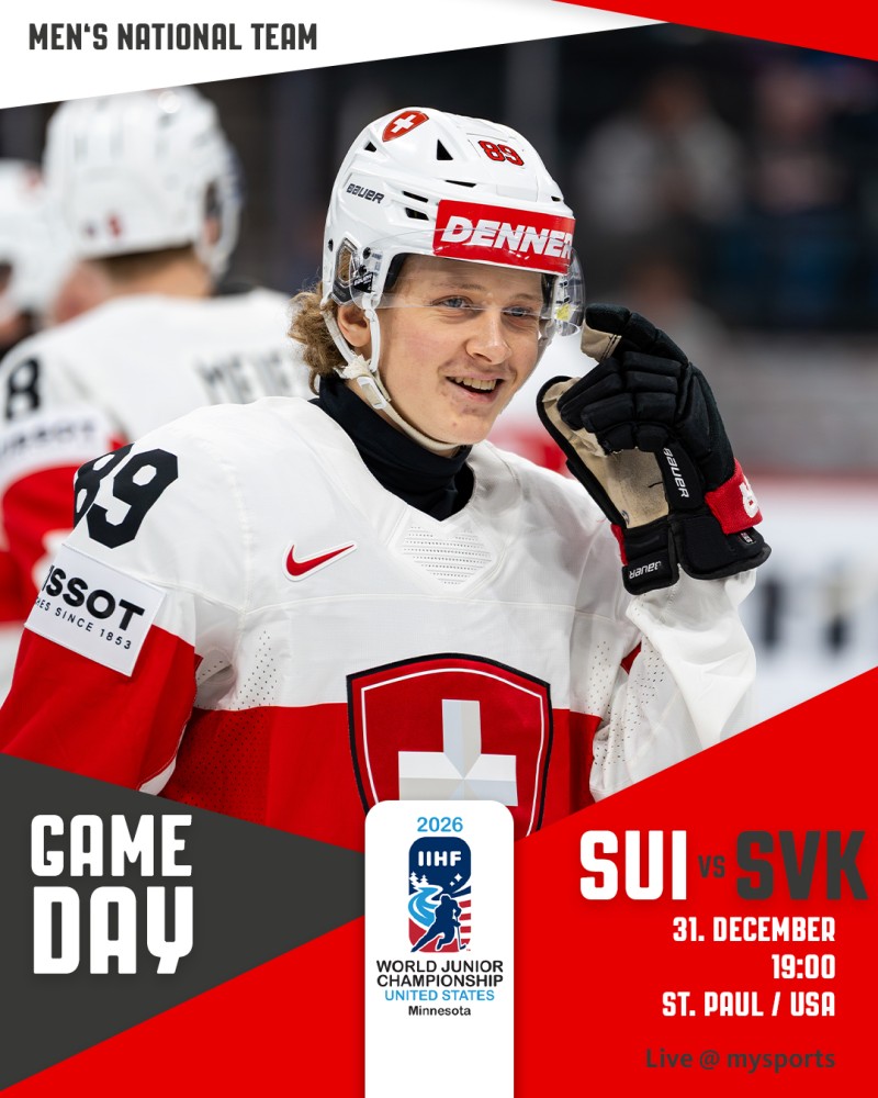 Junioren-Weltmeisterschaft: Aufstellung der Teams für das Spiel Schweiz vs. Slowakei
