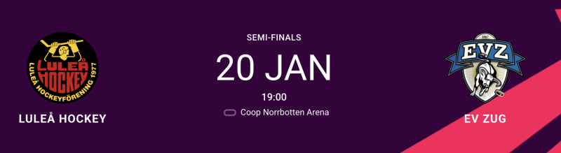 Formation des équipes pour le match Luleå vs Zoug