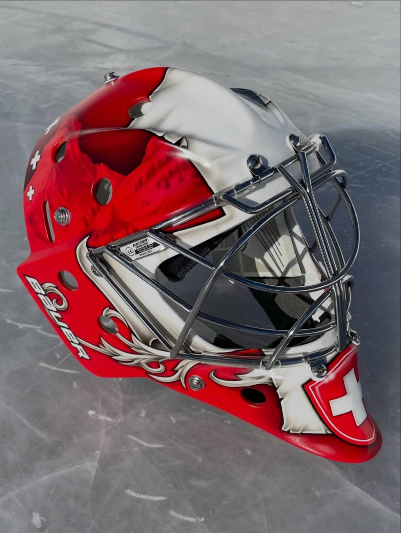 Le masque olympique de Reto Berra dans les détails