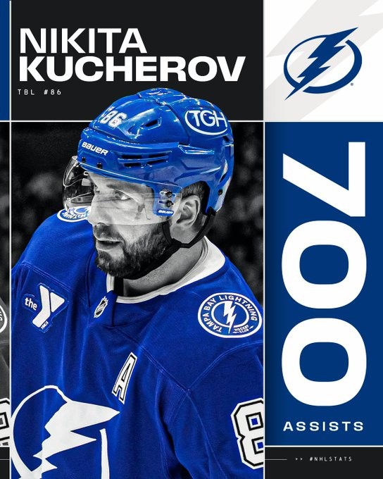 700 Assists in der NHL für Nikita Kucherov